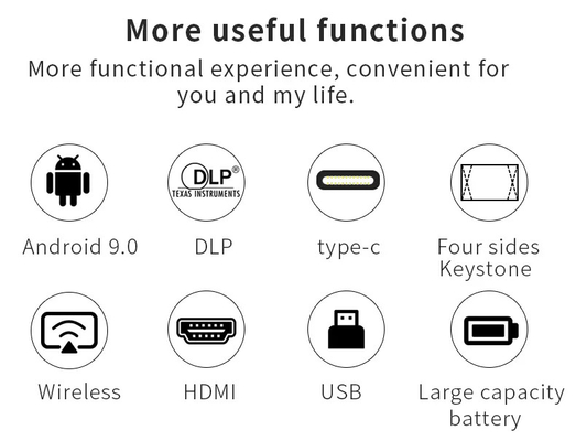 Mini S350 1080P Full HD DLP 4K 3D Home Theater Projectoren WIFI Android 9 Ingebouwde batterij