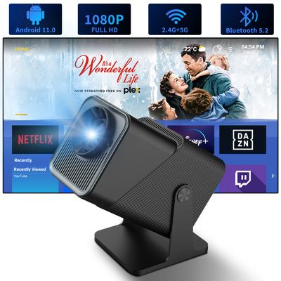 FY360 4K HD Smart LCD Projector High Brightness Home Theater Laser met Android 11.0 BT5.2 Ingebouwde Stereo Sound en US Plug