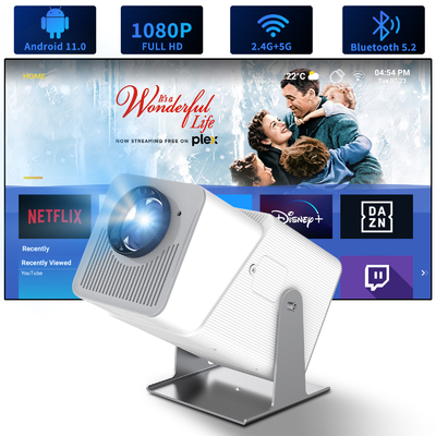 FY360 4K HD Smart LCD Projector High Brightness Home Theater Laser met Android 11.0 BT5.2 Ingebouwde Stereo Sound en US Plug