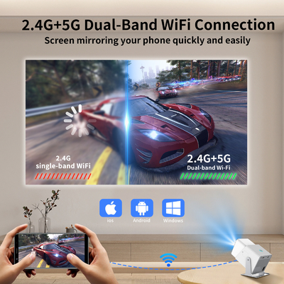 FY360 4K HD Smart LCD Projector High Brightness Home Theater Laser met Android 11.0 BT5.2 Ingebouwde Stereo Sound en US Plug